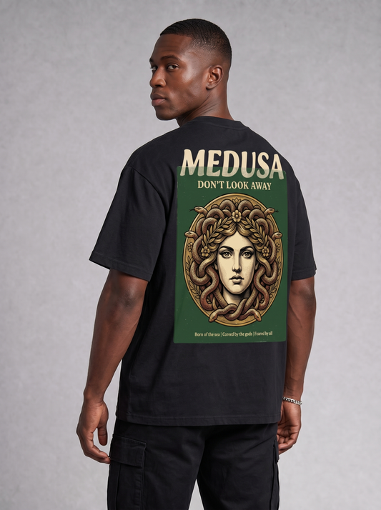 'Medusa Don't Look Away' Oversized Graphic Tee