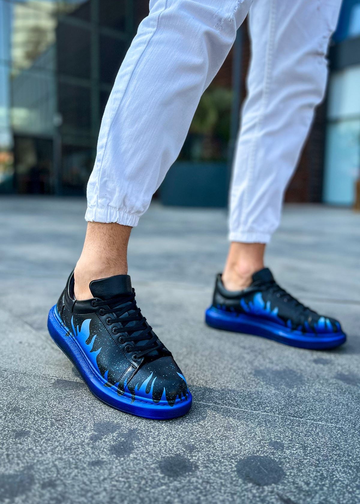Hand-Painted Customized Sneakers for Men by Apollo Moda | Kinetic VibeI Rhythm Shift