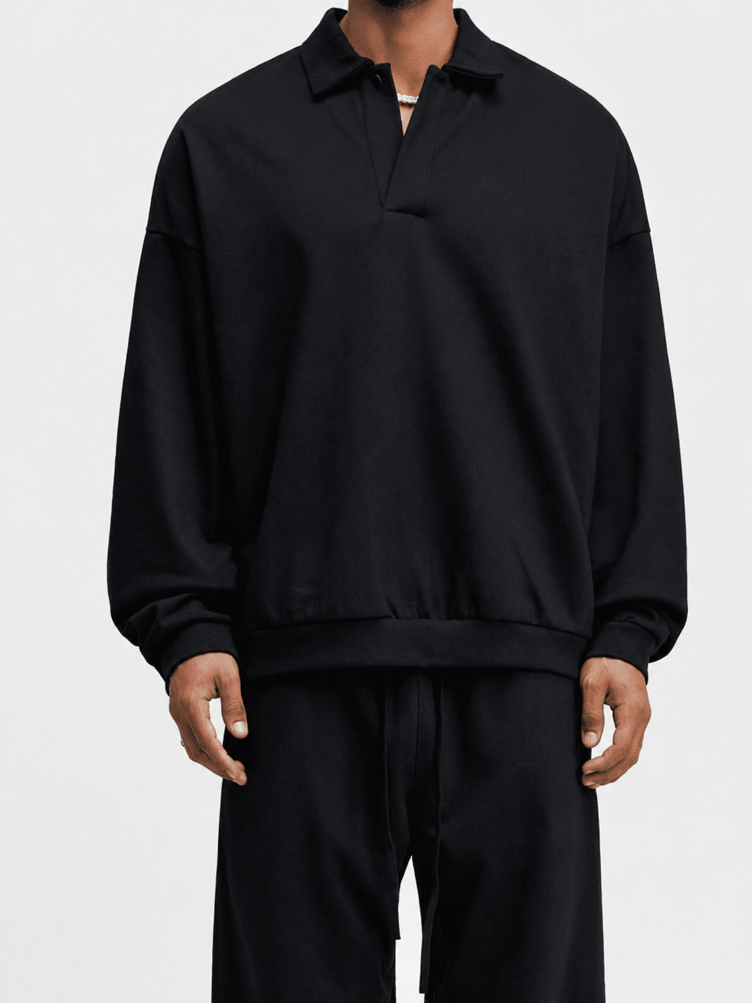 Felpa oversize con colletto polo e abbottonatura parziale