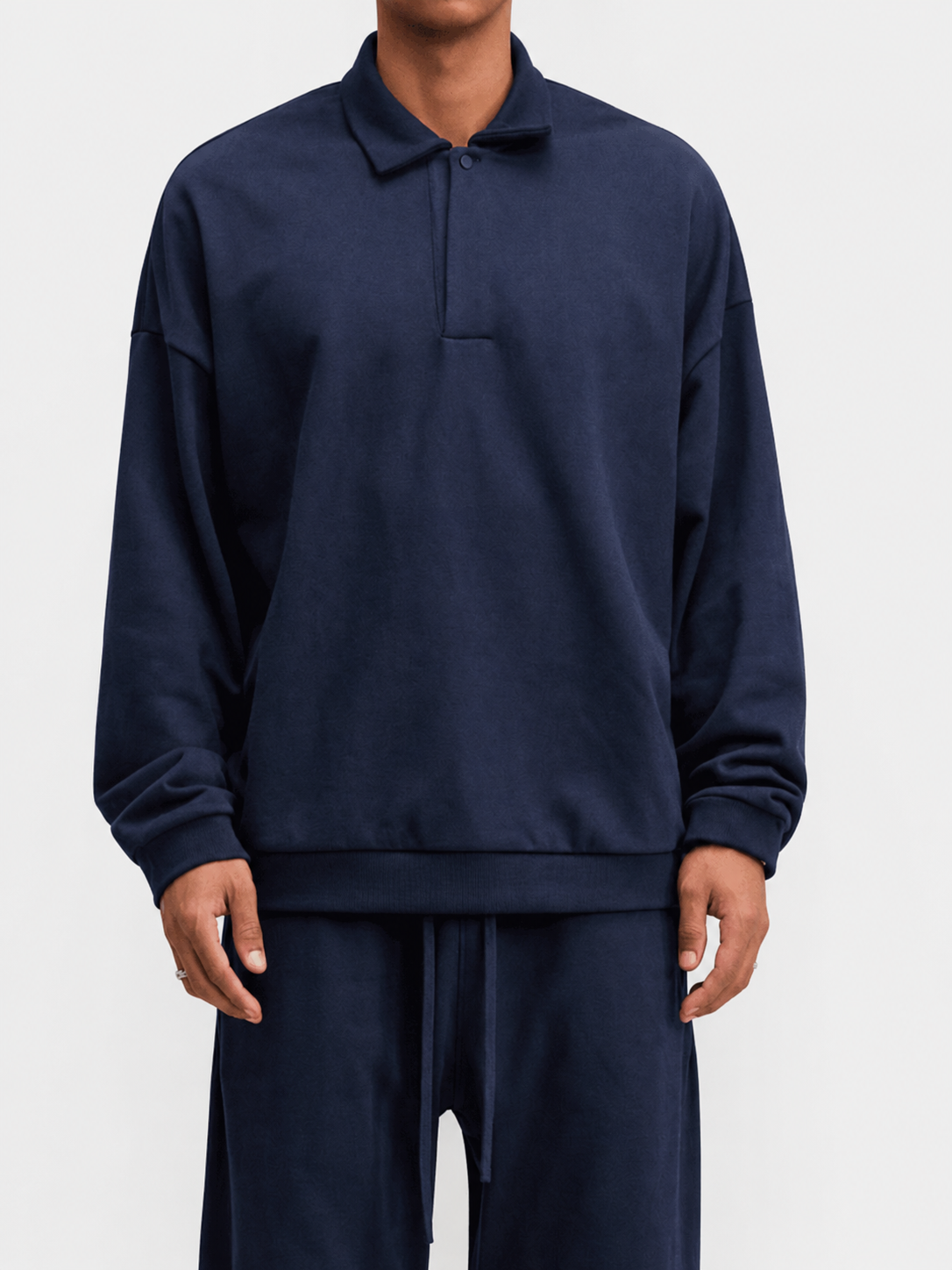 Felpa oversize con colletto polo e abbottonatura parziale